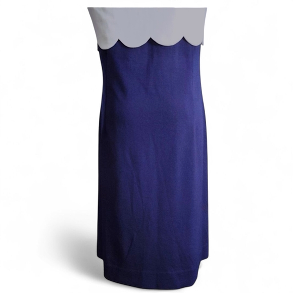 Sara Campbell Navy Blue & White Scallop Dress Womens Size Small - Picture 8 of 11